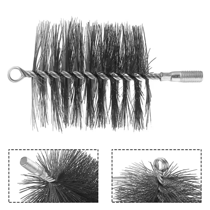 Brosse en fil d'acier à tige ronde pour cheminée, nettoyeur de tuyau de fumée, outils manuels d'élim