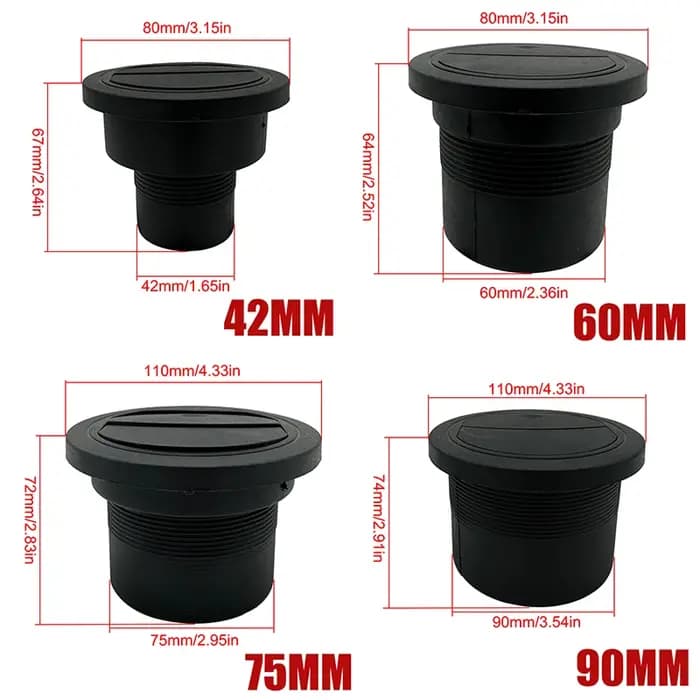 6X 42mm 60mm 75mm 90mm conduit de ventilation pièce