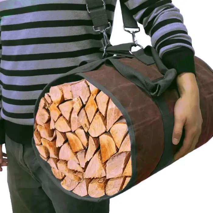 Sac de transport en toile Smile Sized pour bois de chauffage