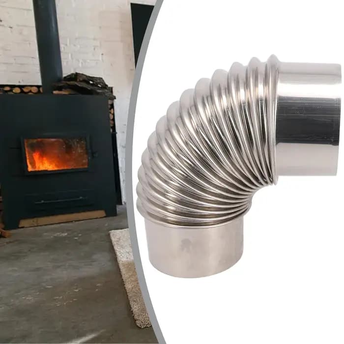 1 pièces 90 degrés tuyau de coude de conduit cheminée // doublure courbure en acier inoxydable//acier multi-fusion