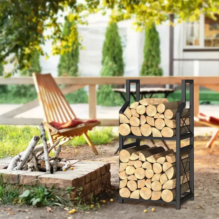 Support à bois en acier pour intérieur
