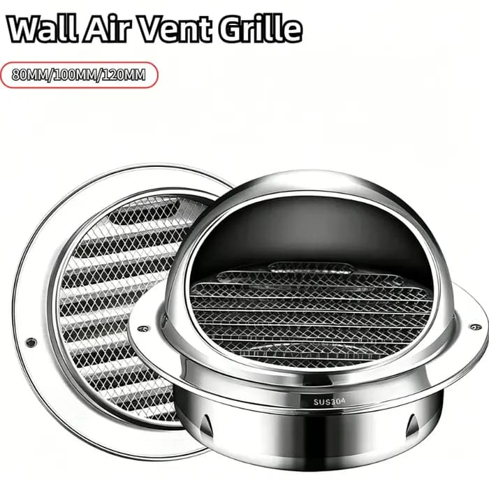 Grille de ventilation en acier inoxydable pour conduit d'évacuation mural et de plafond