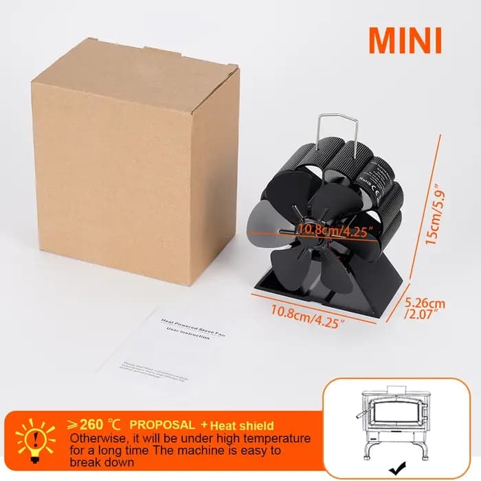 Mini poêle ventilateur 6 pales alimenté par la chaleur ventilateur de cheminée bûche brûleur à bois