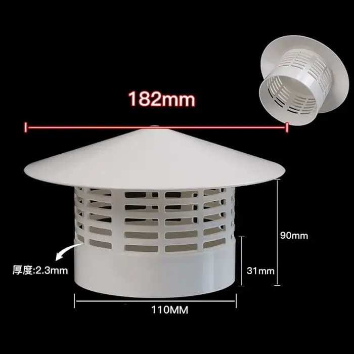 Grille d'Aération de Toit en PVC de 75/110/160/200mm