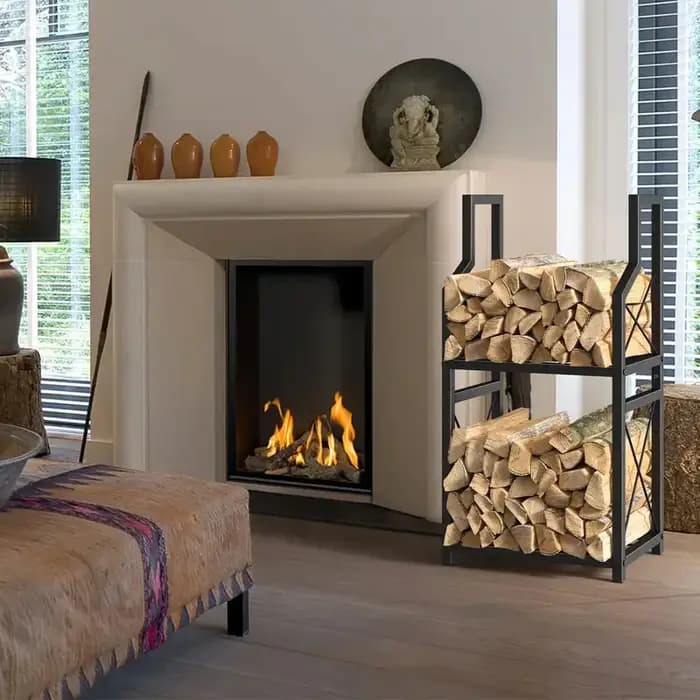Support à bois en acier pour intérieur