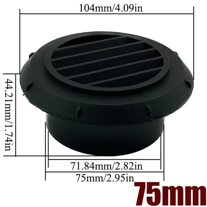 Sortie d'air chaud rotative 60/75/90 mm pour chauffage diesel, climatiseur, voiture, camion, fourgon