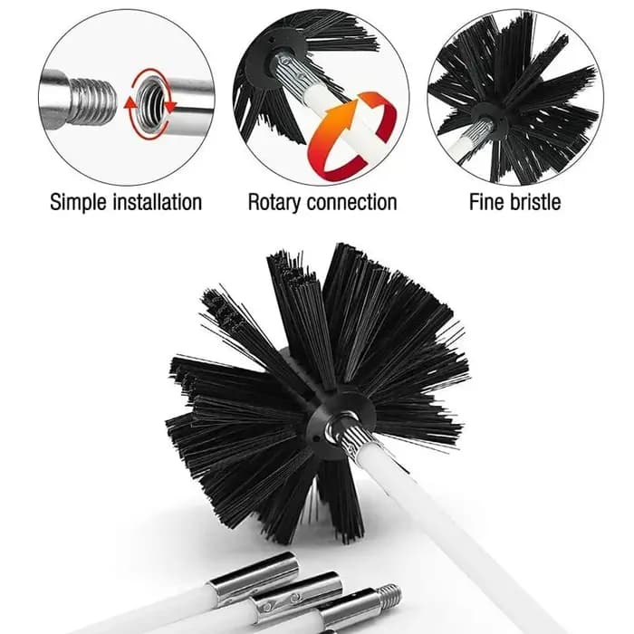 Ensemble de balayage de cheminée Flexible, Kit de brosse et de tige de balayage de conduit, tiges de nettoyage de suie, Kit d'outils de nettoyage de brosse en Nylon