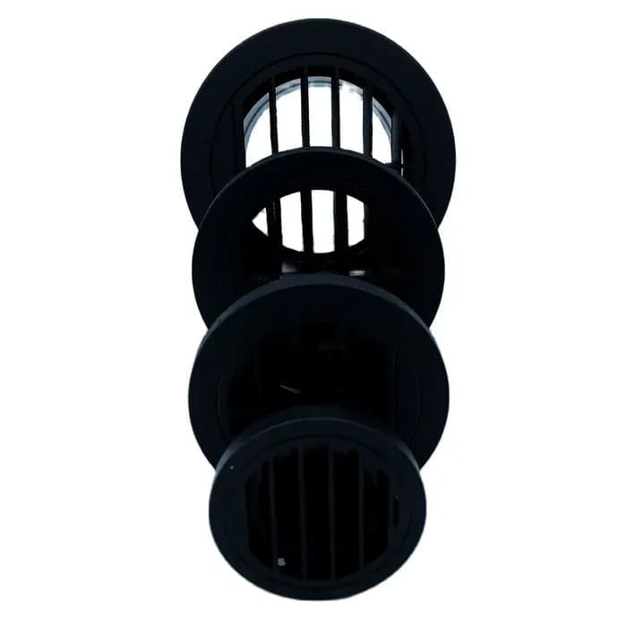Connecteur de conduit de chauffage au diesel rotatif Noir Plat rond Sortie d'aération pour voiture camion fourgon camping-car - Tailles 42mm 60mm 75mm 90mm
