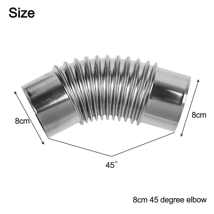 Acier inoxydable 60/70/80 mm 45 ° Insert de cheminée coudé courbé pour poêle à plusieurs conduits