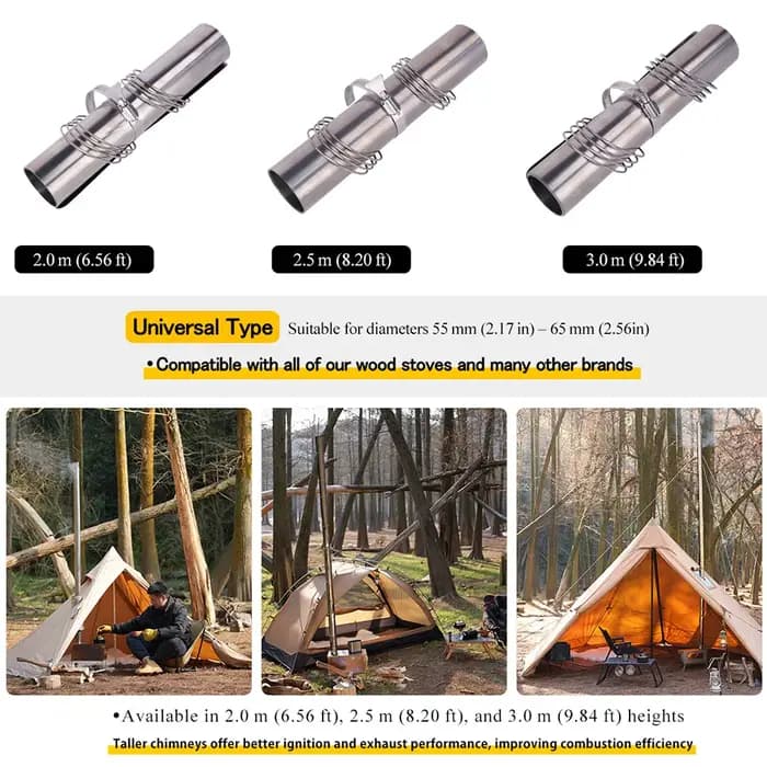Soomloom cheminée en rouleau de titane pour poêle à bois 2m 2.5m 3m accessoire
