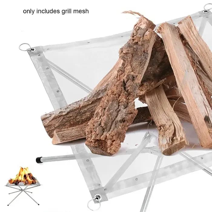 Filet de foyer portable durable pour le camping en plein air, barbecue, foyer en acier, support de jardin, montage rapide, filet de barbecue de camping