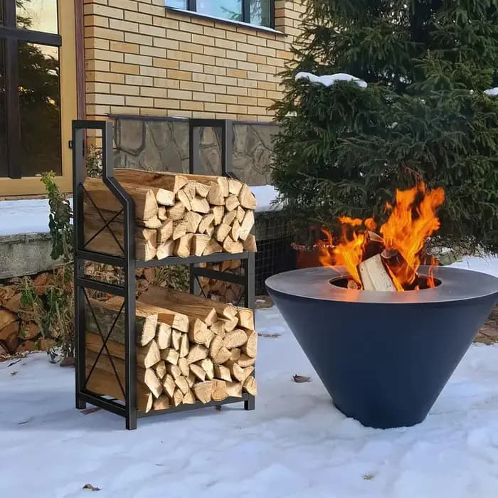 Support à bois en acier pour intérieur
