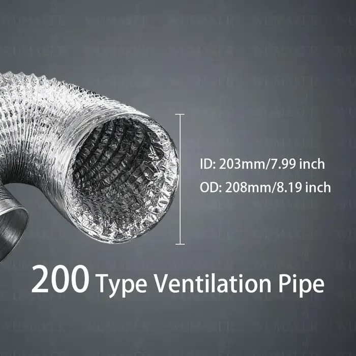 Tuyau de ventilation en aluminium crypté pliable de 200/250/275/300/350 mm, tube de fumée, sortie de