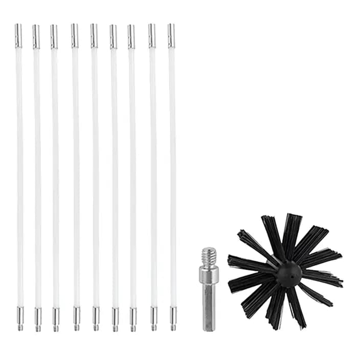 Kit de brosses de nettoyage de cheminée avec longues tiges, brosse de nettoyage de cheminée 100/150