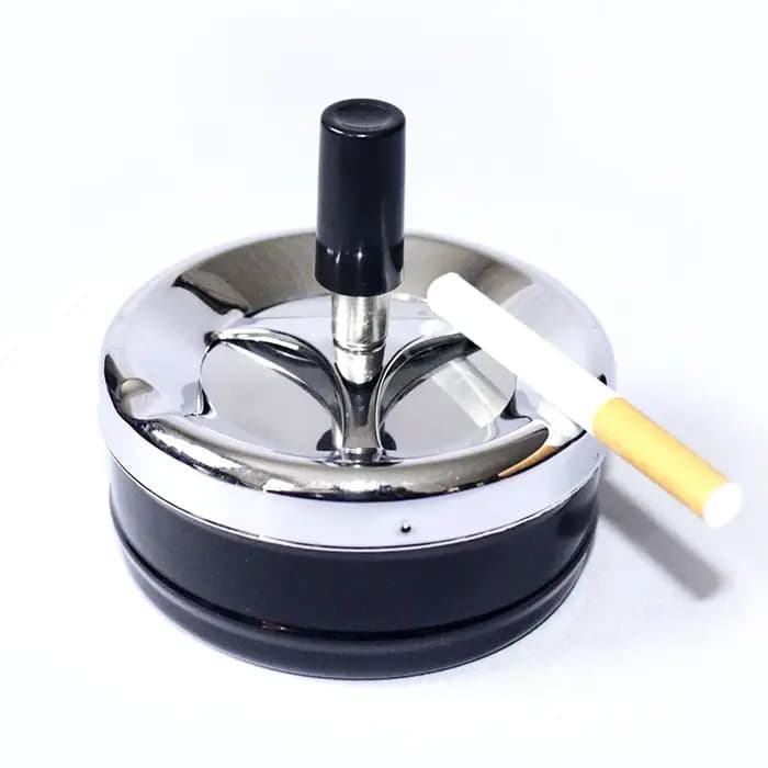 Cendrier frais en acier inoxydable, cendrier rotatif à pousser, cendrier autonettoyant avec couvercl