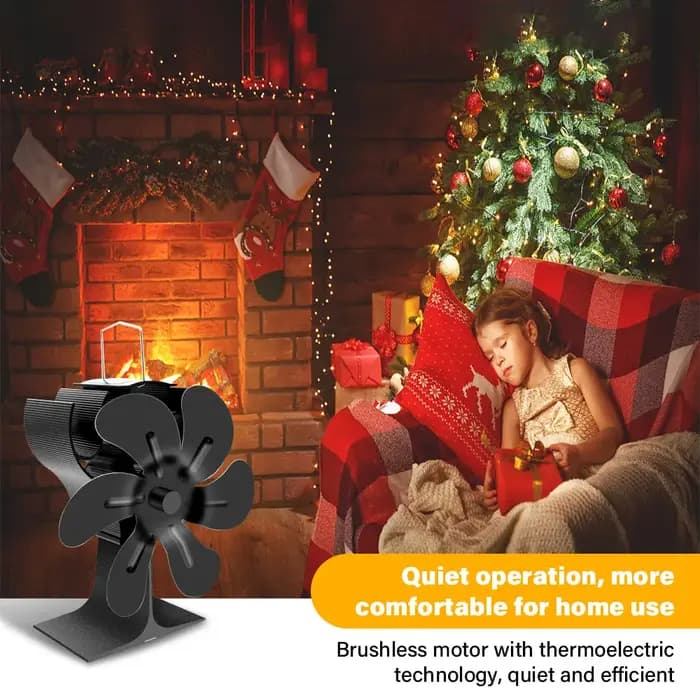 Nouveau ventilateur de poêle à chaleur Eco silencieux noir 6 pales bûche brûleur à bois