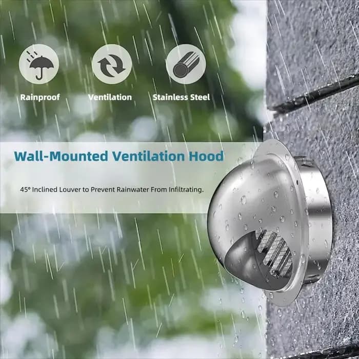 Grille de ventilation en acier inoxydable pour conduit d'évacuation mural et de plafond