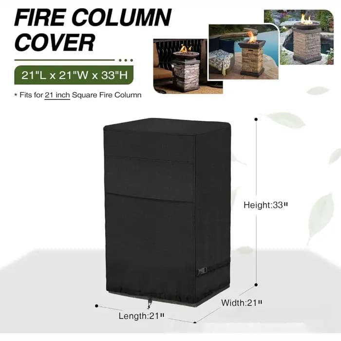 Housse de foyer d'extérieur pour colonne de feu carrée de 21 pouces de haut, imperméable, résistante