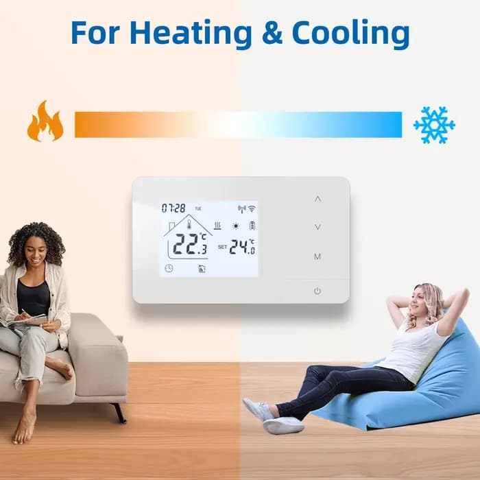 Beok Tuya Thermostat de chauffage par batterie Wifi régulateur de température de chauffage/refroidissement pour chaudière à gaz fonctionne avec Google Home Alexa