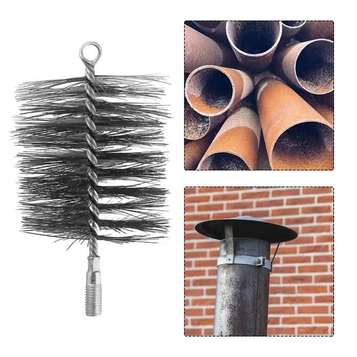 Brosse en fil d'acier à tige ronde pour cheminée