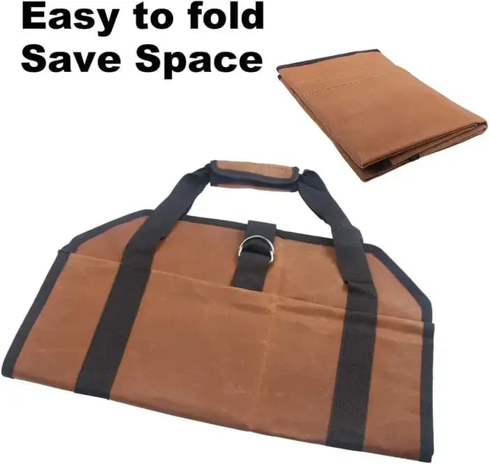 Support de sac à bûches en toile cirée robuste avec poignées pour cheminée à bois de chauffage
