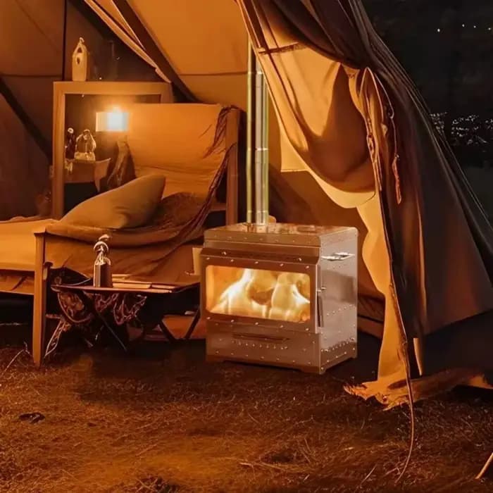 Camping poêle à bois 430 acier inoxydable tente chaude