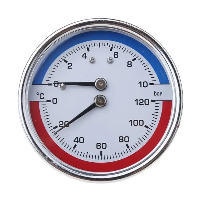 Thermo-manomètre température pression chaudière, raccords 0-120 ℃ 0-10 Bar
