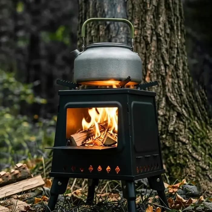 Petit poêle à bois pliant en métal, poêle Portable adapté aux pique-niques randonnée aux Situations