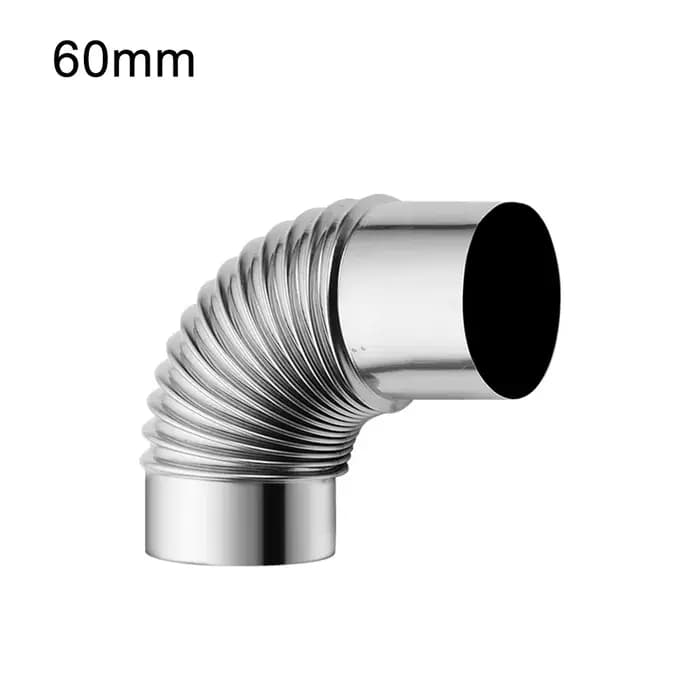 Coude de revêtement de cheminée coudée à 90 degrés en acier inoxydable, 60/70/80mm, 90 ° Tuyau de