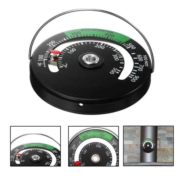 Alliage d'aluminium cheminée ventilateur thermomètre aimant tuyau de poêle