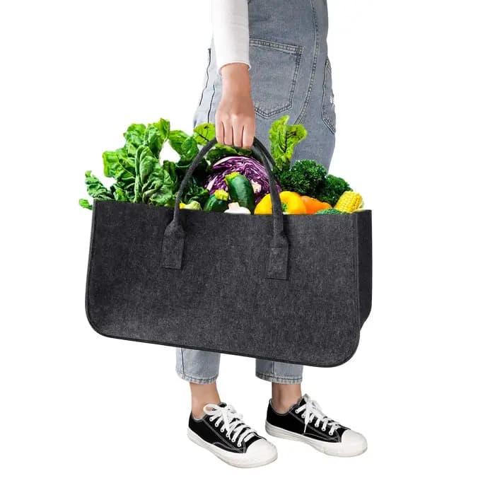 Grand panier pliable en feutre pour bois de chauffage