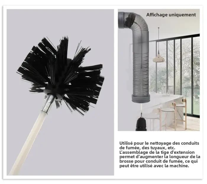 Kit de nettoyage de cheminée flexible de 1 à 37 pièces