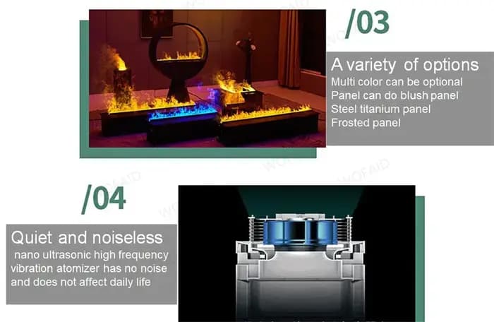 Cheminée électrique LED, flamme 3D, vapeur d'eau, cheminée à vapeur, remplissage et vidange automatiques, fausse flamme pour décoration de salon et de maison