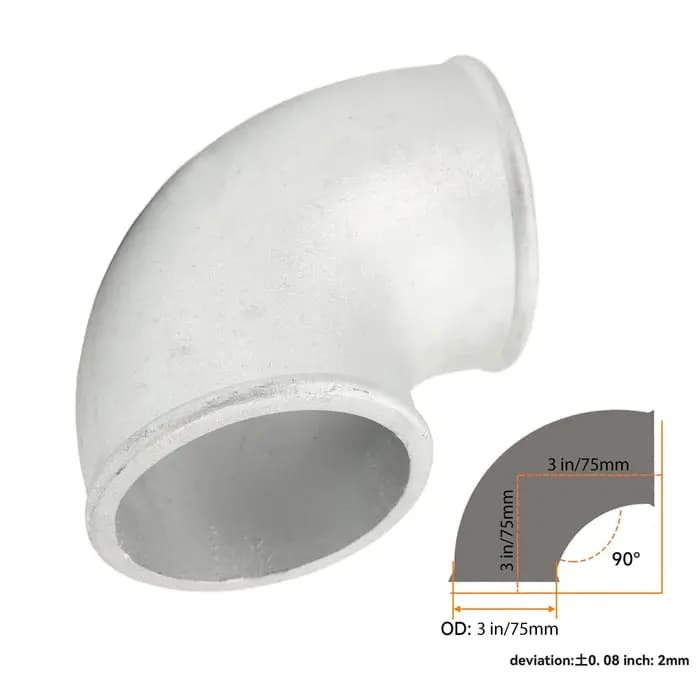 Coude d'admission turbo 3 pouces 75 mm 90 ° Tube de courbure serré