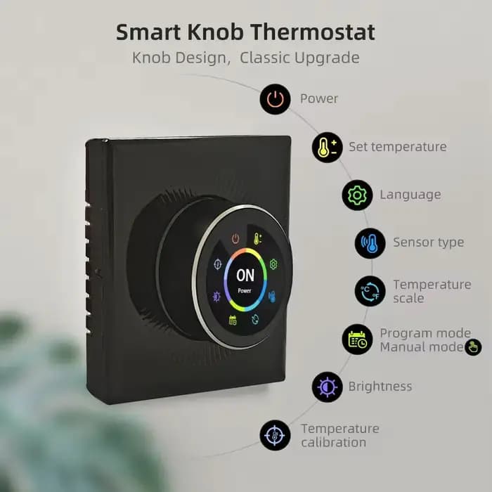 Thermostat intelligent WiFi à bouton rotatif pour chauffage au sol
