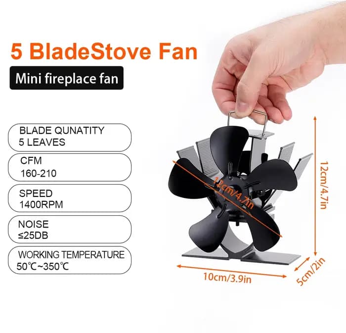 Mini ventilateur de poêle silencieux à 5 lames