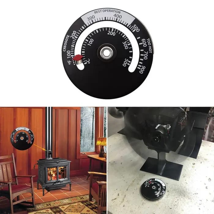Hermomètre chaud poêle à bois magnétique chauffage thermomètre cheminée ventilateur