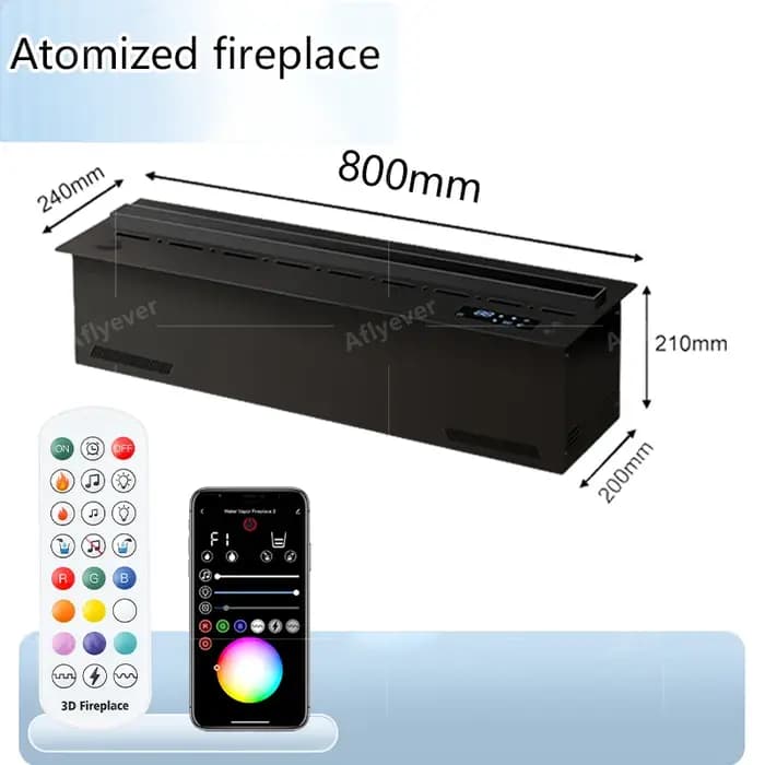 Cheminée à brouillard d'eau Cheminée à atomisation LED intelligente Humidificateur de flamme virtuel