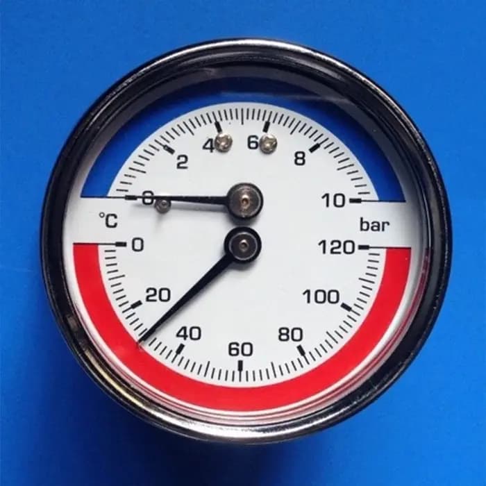 Thermo-manomètre température pression chaudière, raccords 0-120 ℃ 0-10 Bar