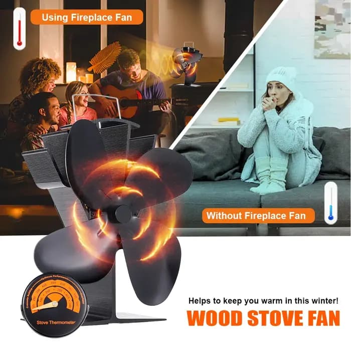 Ventilateur de poêle silencieux silencieux à 4 lames