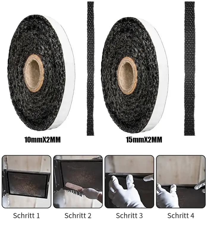 Corde auto-adhésive noire pour poêles plates