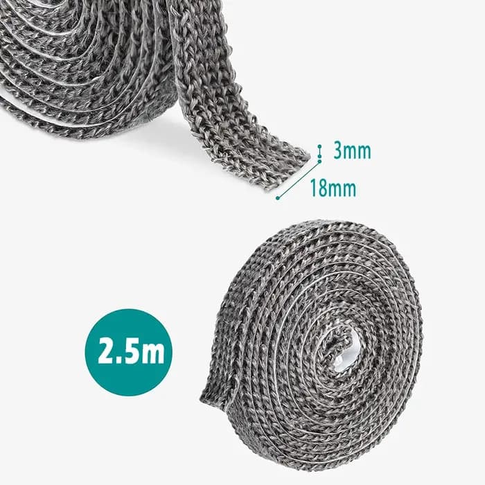 1 rouleau de 2, 5 m de bande d'étanchéité en fibre de verre pour poêle et cheminée