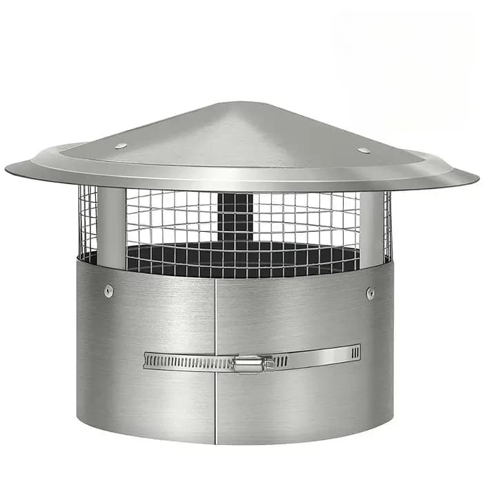 1 pièce – Capuchon de cheminée rond réglable et renforcé avec écran et pince pour échappement de foyer 100/150/180/200 mm en acier inoxydable