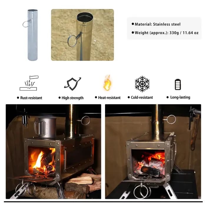 Tuyau de cheminée en acier inoxydable Soomloom avec amortisseur-accessoires de poêle à bois