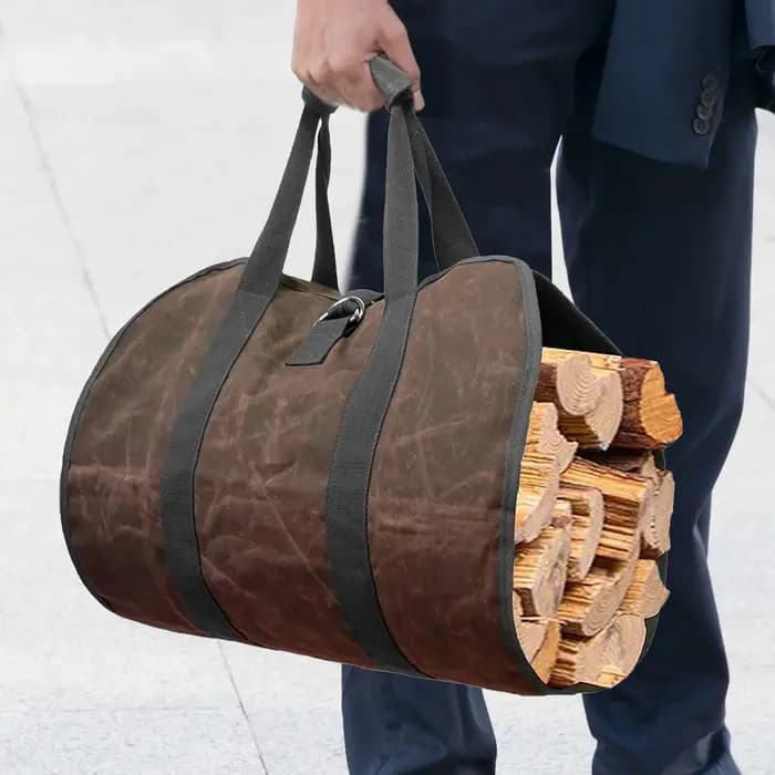 Sac de transport en toile Smile Sized pour bois de chauffage