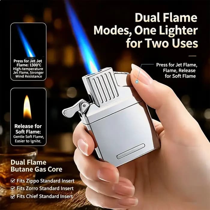 Insert de gaz métallique 2-en-1 à flamme douce et coupe-vent pour pièces de rechange de briquet Zorro Zippo Chief